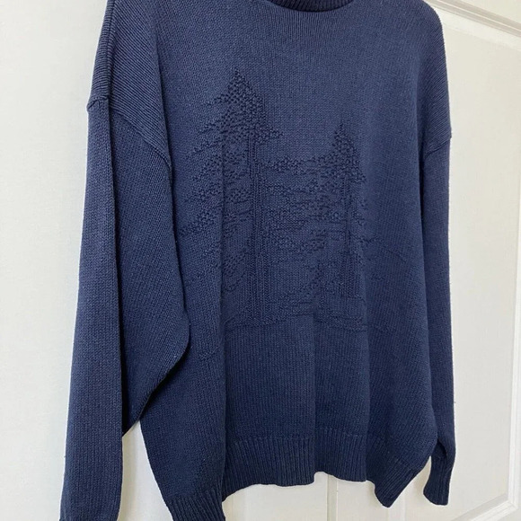 Vintage Parkhurst Northern Reflections Blue Tree Knit Sweater - Picture 3 of 6